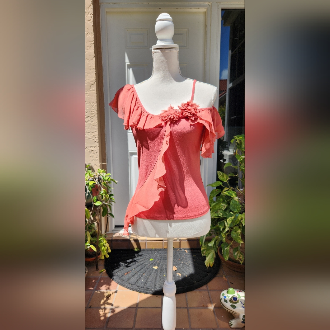 Lillie Rubin Coral Ruffle Top